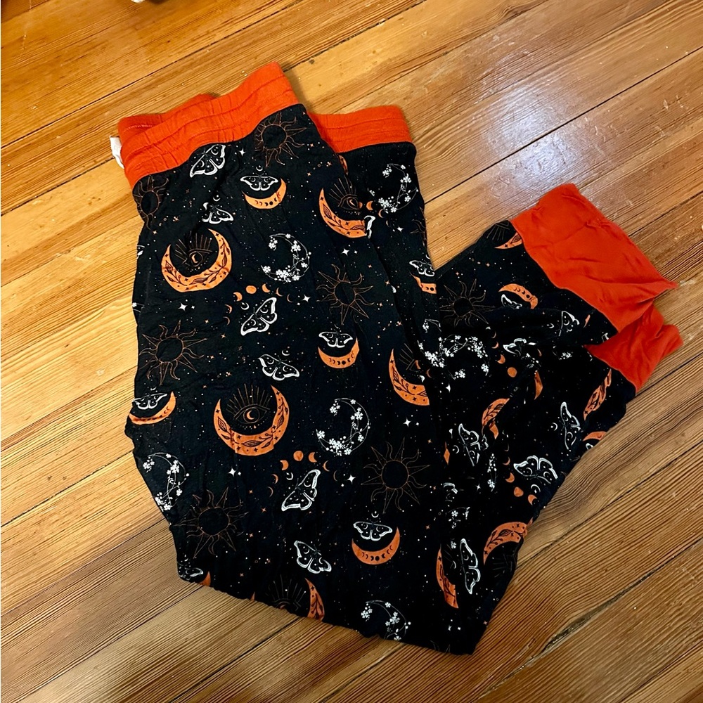 Women’s Bamboo Celestial Print Pajama Joggers- Black and Orange